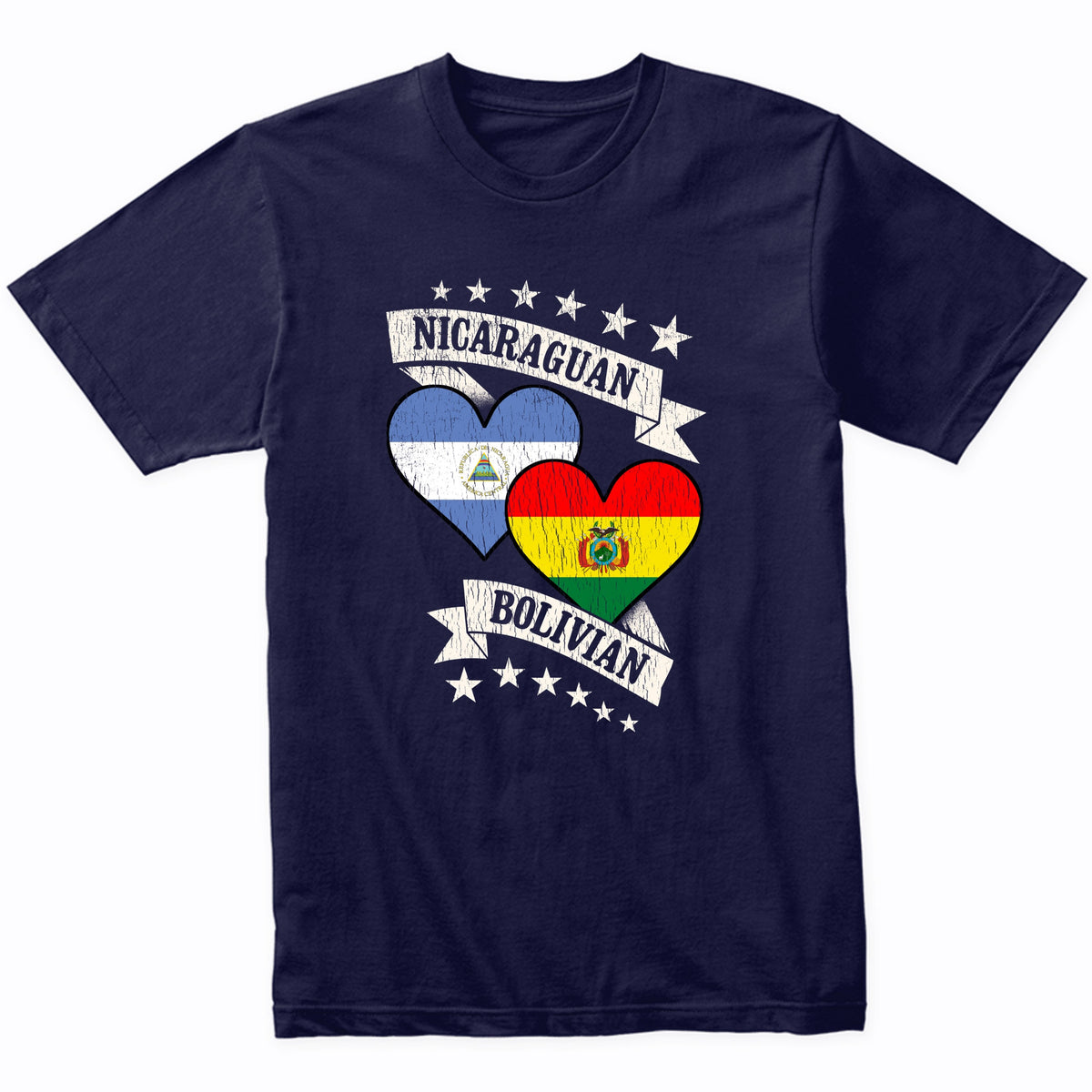 Nicaraguan Bolivian Heart Flags Nicaragua Bolivia T-Shirt