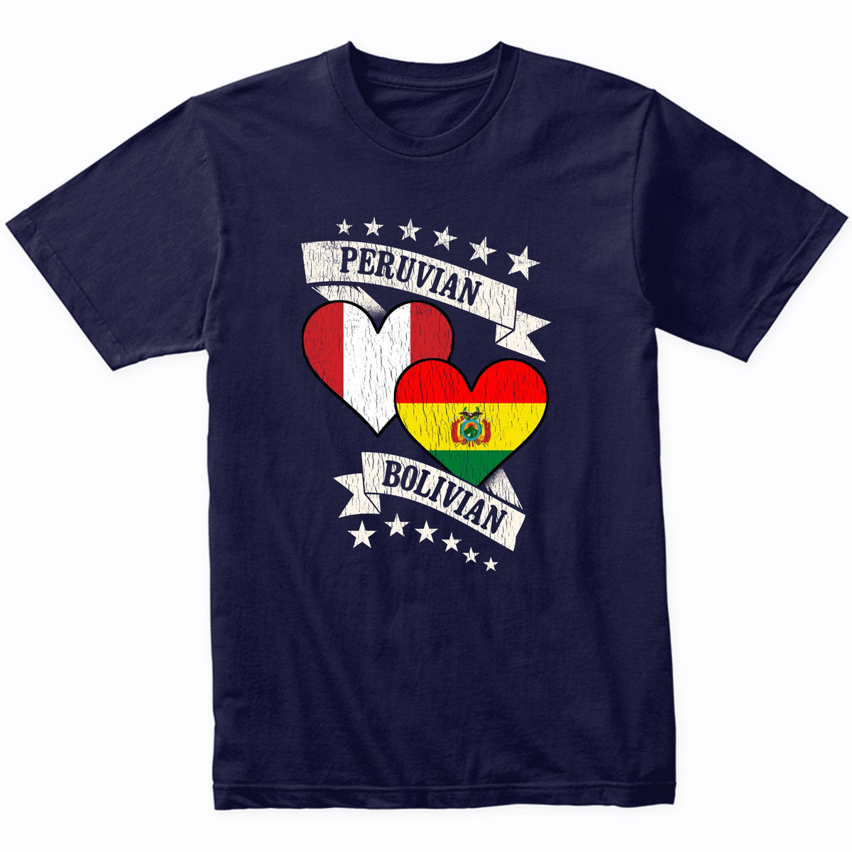 Peruvian Bolivian Heart Flags Peru Bolivia T-Shirt