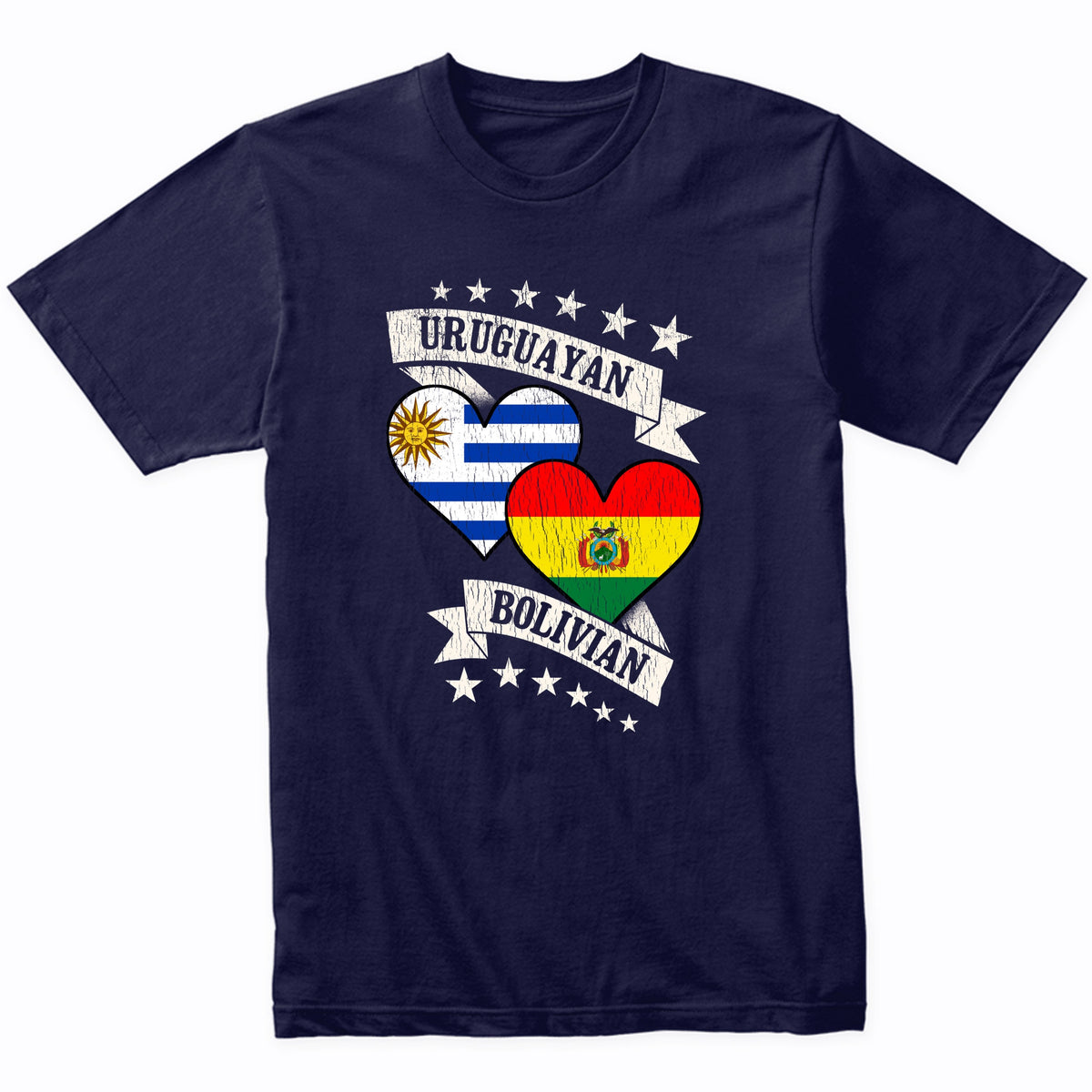 Uruguayan Bolivian Heart Flags Uruguay Bolivia T-Shirt
