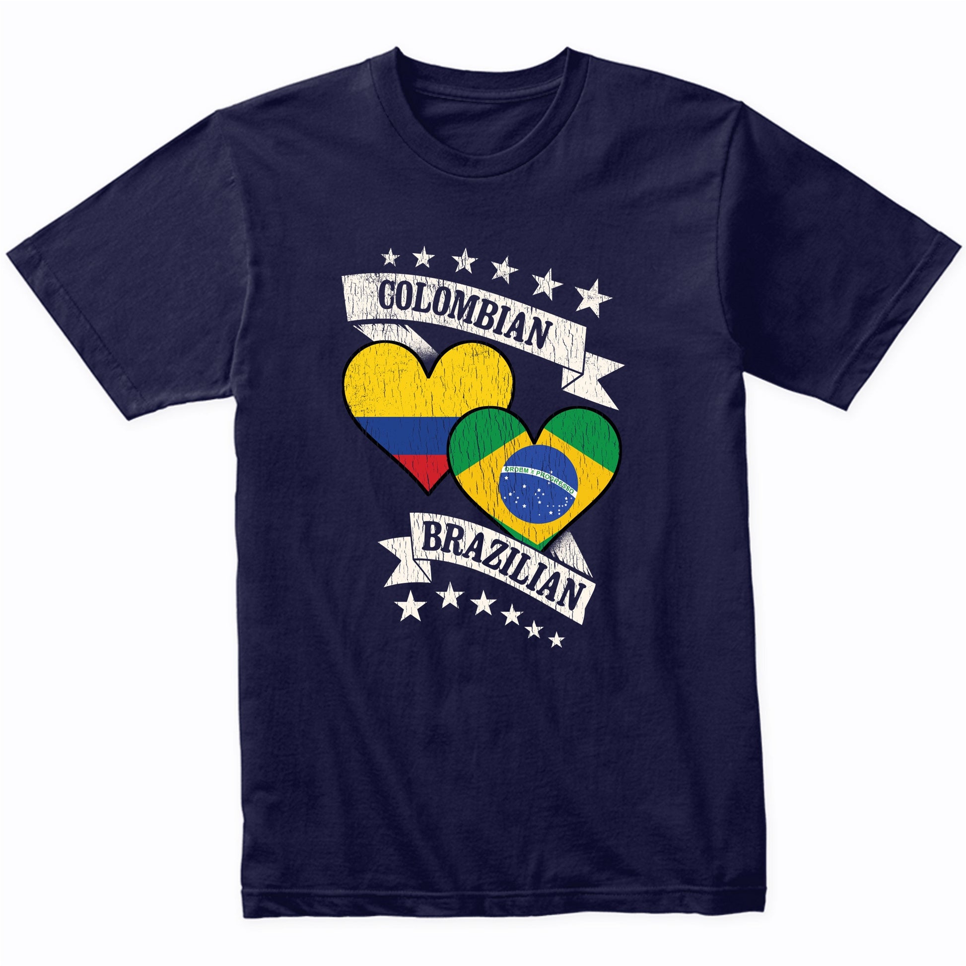 Colombian Brazilian Heart Flags Colombia Brazil T-Shirt