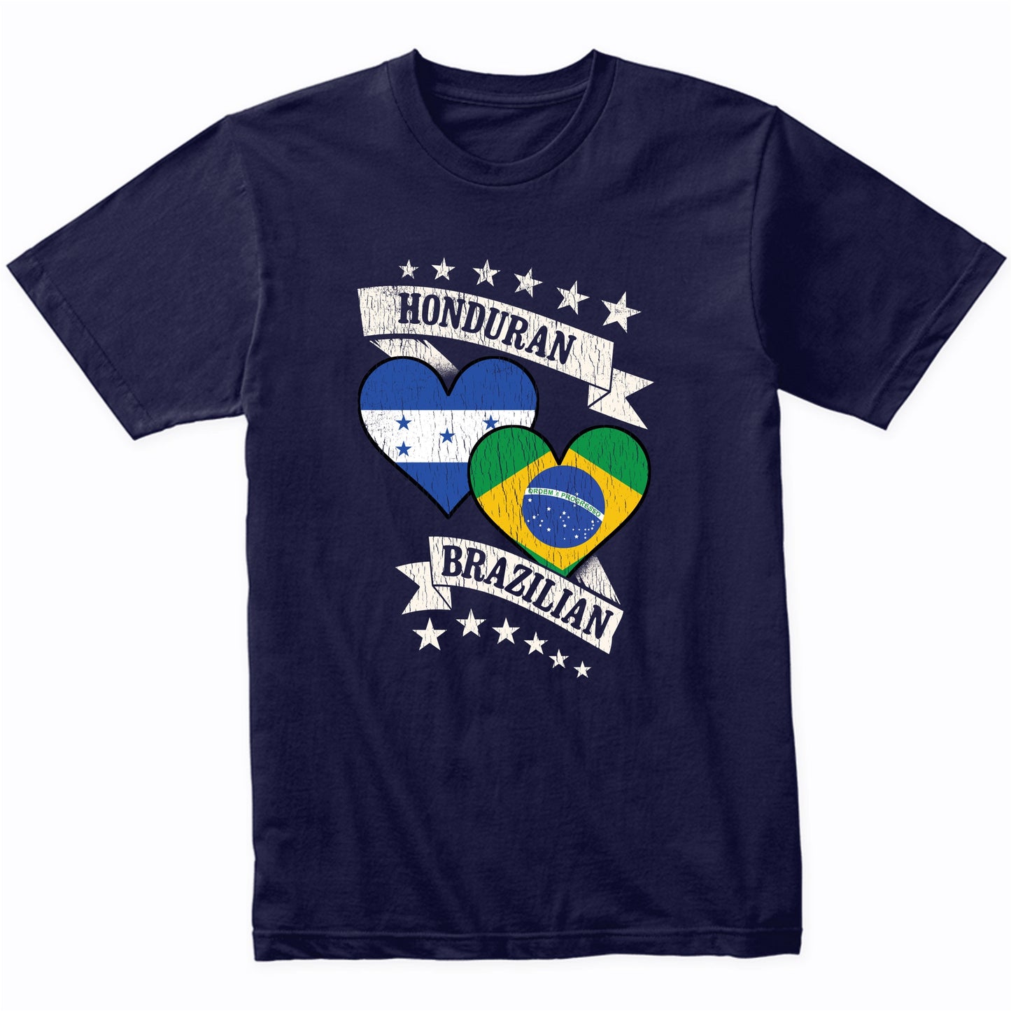 Honduran Brazilian Heart Flags Honduras Brazil T-Shirt