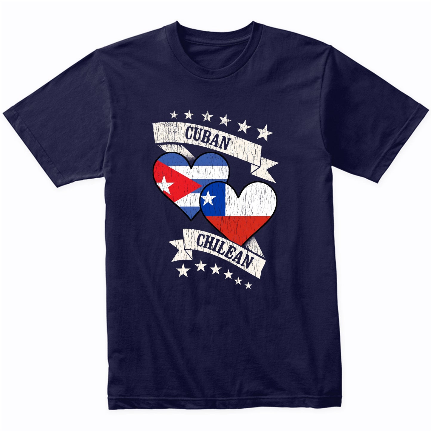 Cuban Chilean Heart Flags Cuba Chile T-Shirt