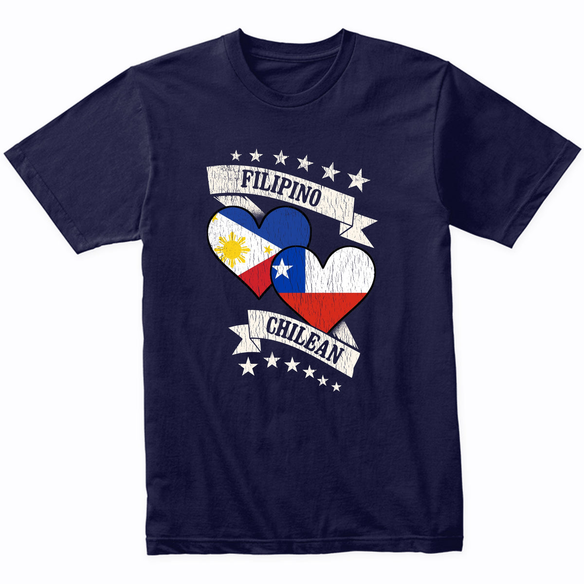 Filipino Chilean Heart Flags Philippines Chile T-Shirt