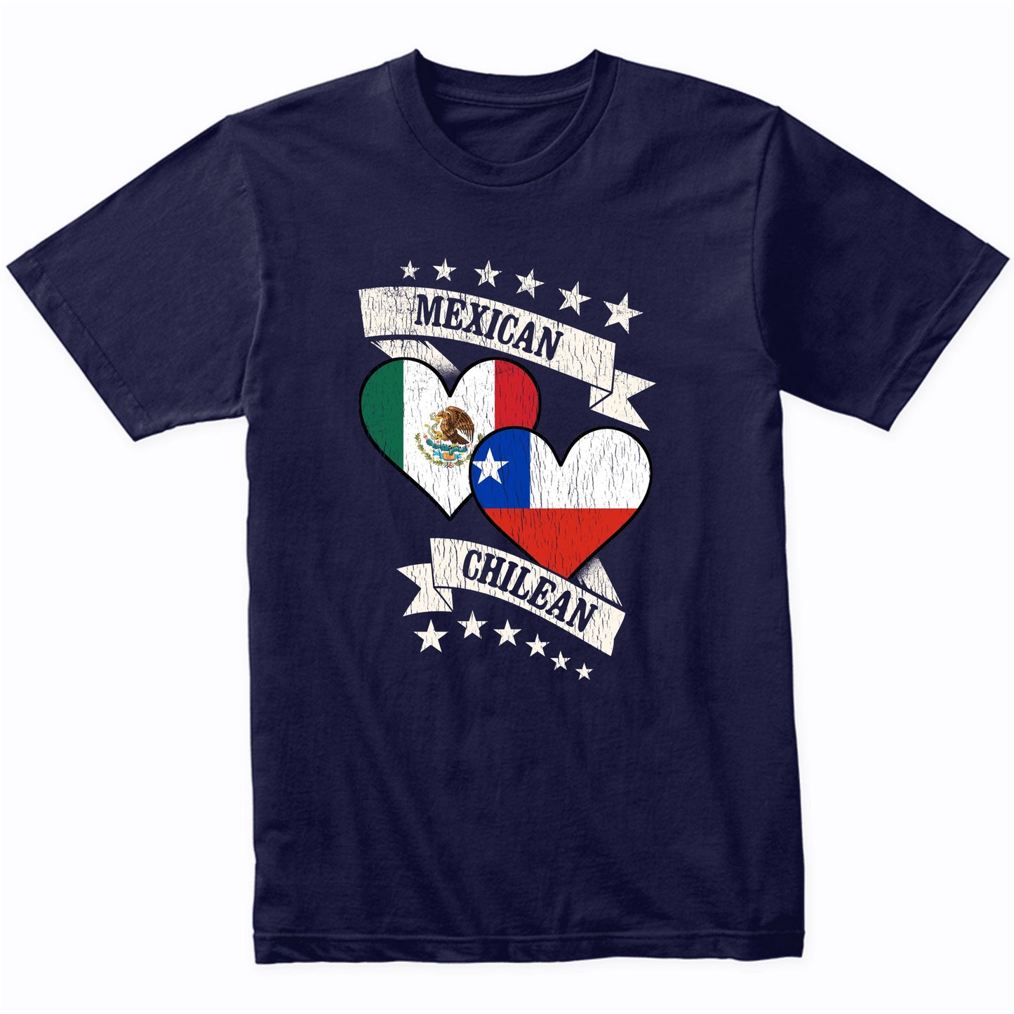 Mexican Chilean Heart Flags Mexico Chile T-Shirt