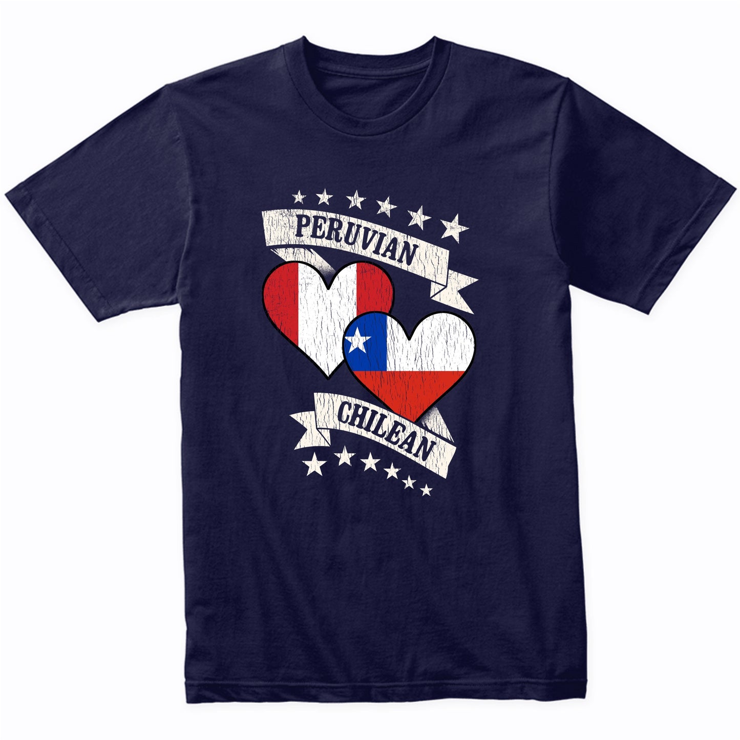Peruvian Chilean Heart Flags Peru Chile T-Shirt