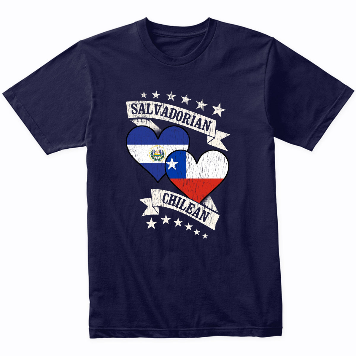 Salvadorian Chilean Heart Flags El Salvador Chile T-Shirt