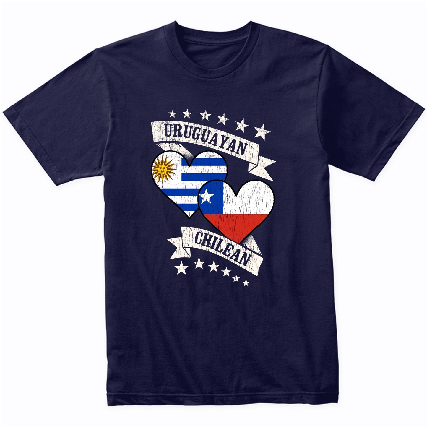 Uruguayan Chilean Heart Flags Uruguay Chile T-Shirt