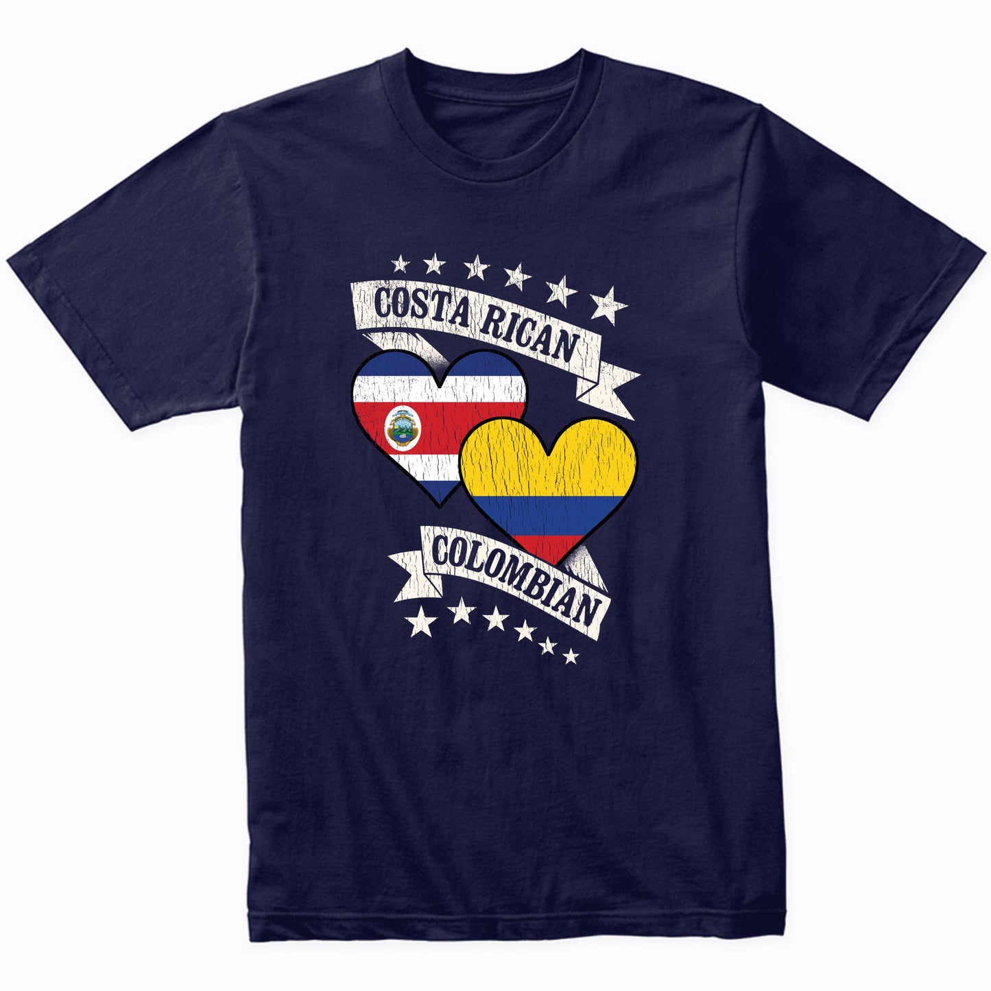Costa Rican Colombian Heart Flags Costa Rica Colombia T-Shirt