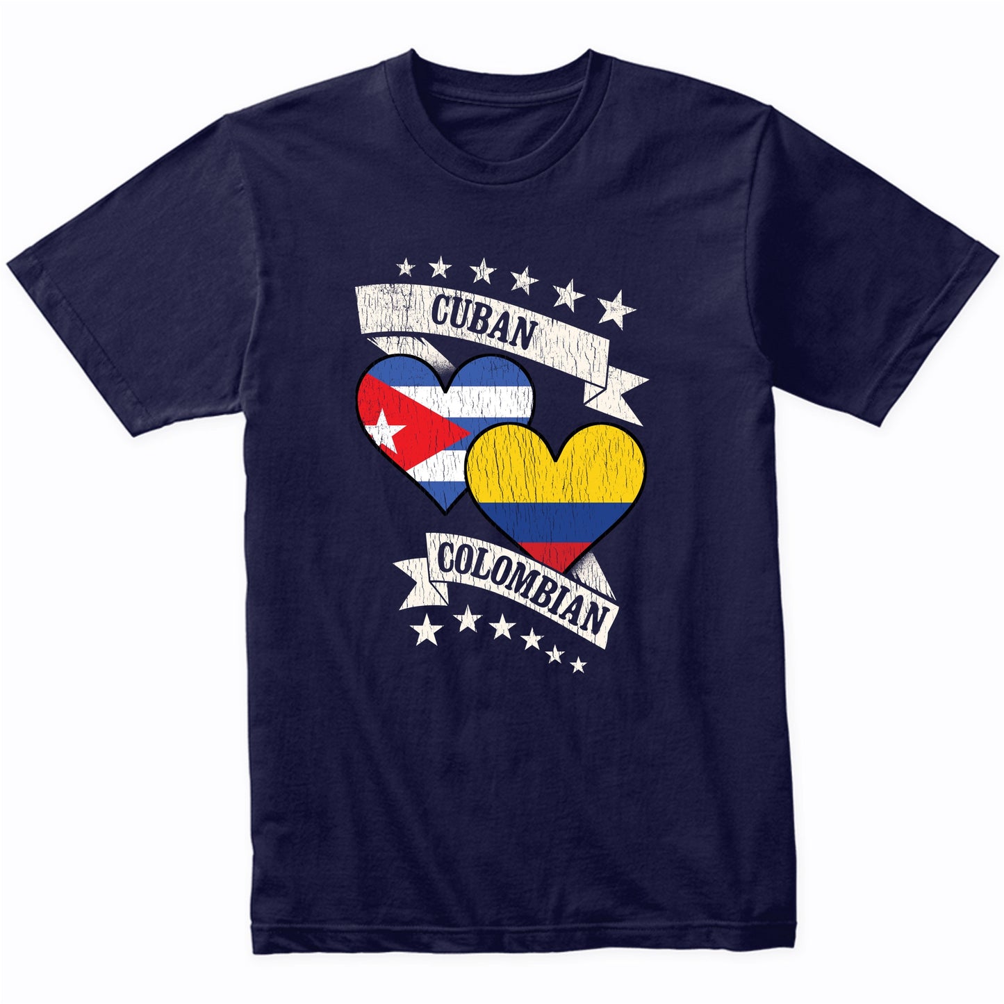 Cuban Colombian Heart Flags Cuba Colombia T-Shirt