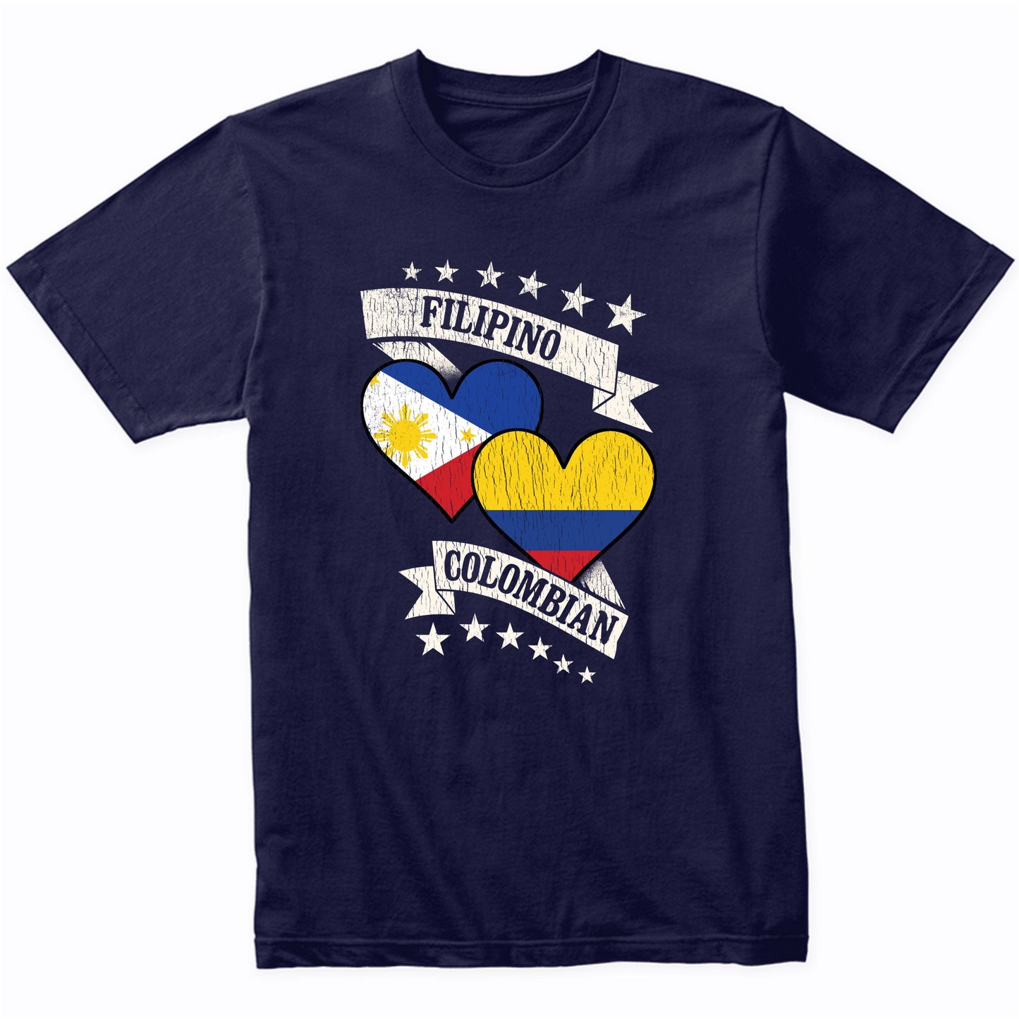 Filipino Colombian Heart Flags Philippines Colombia T-Shirt