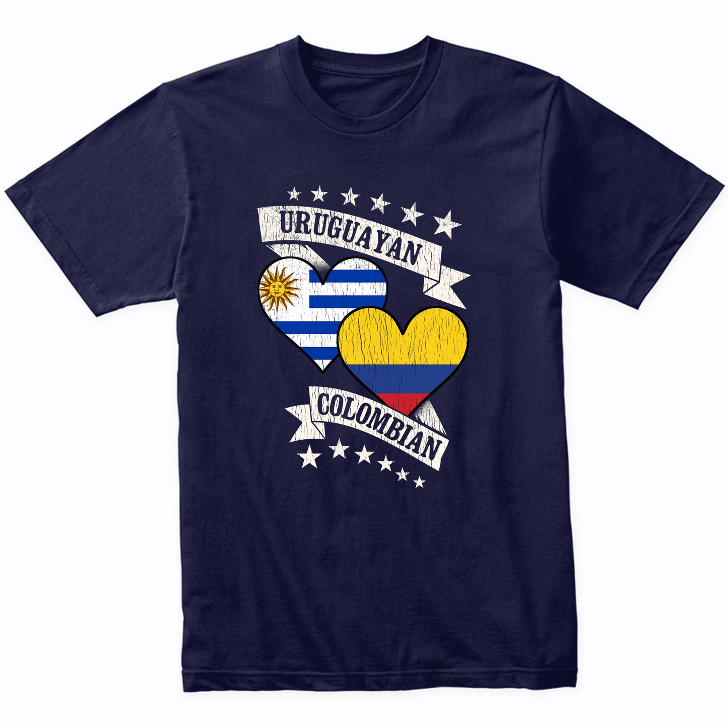 Uruguayan Colombian Heart Flags Uruguay Colombia T-Shirt