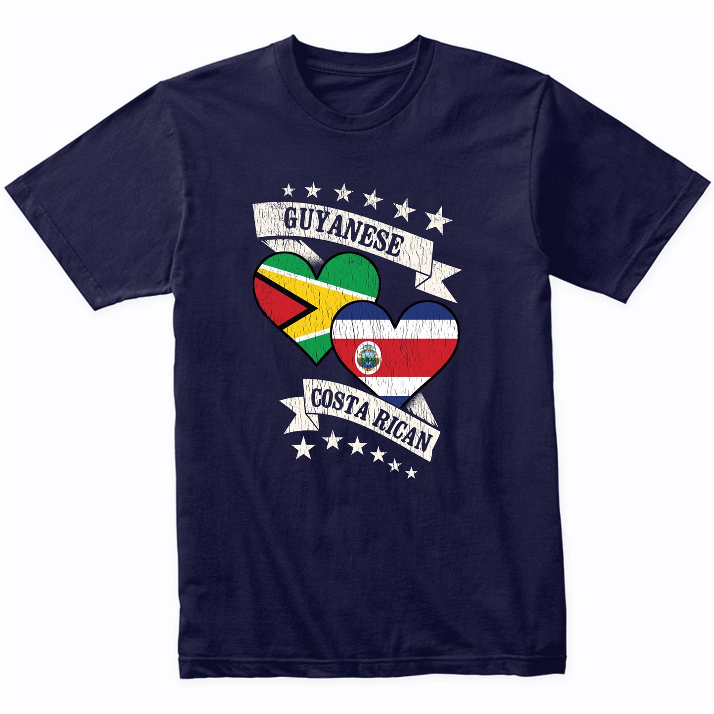 Guyanese Costa Rican Heart Flags Guyana Costa Rica T-Shirt