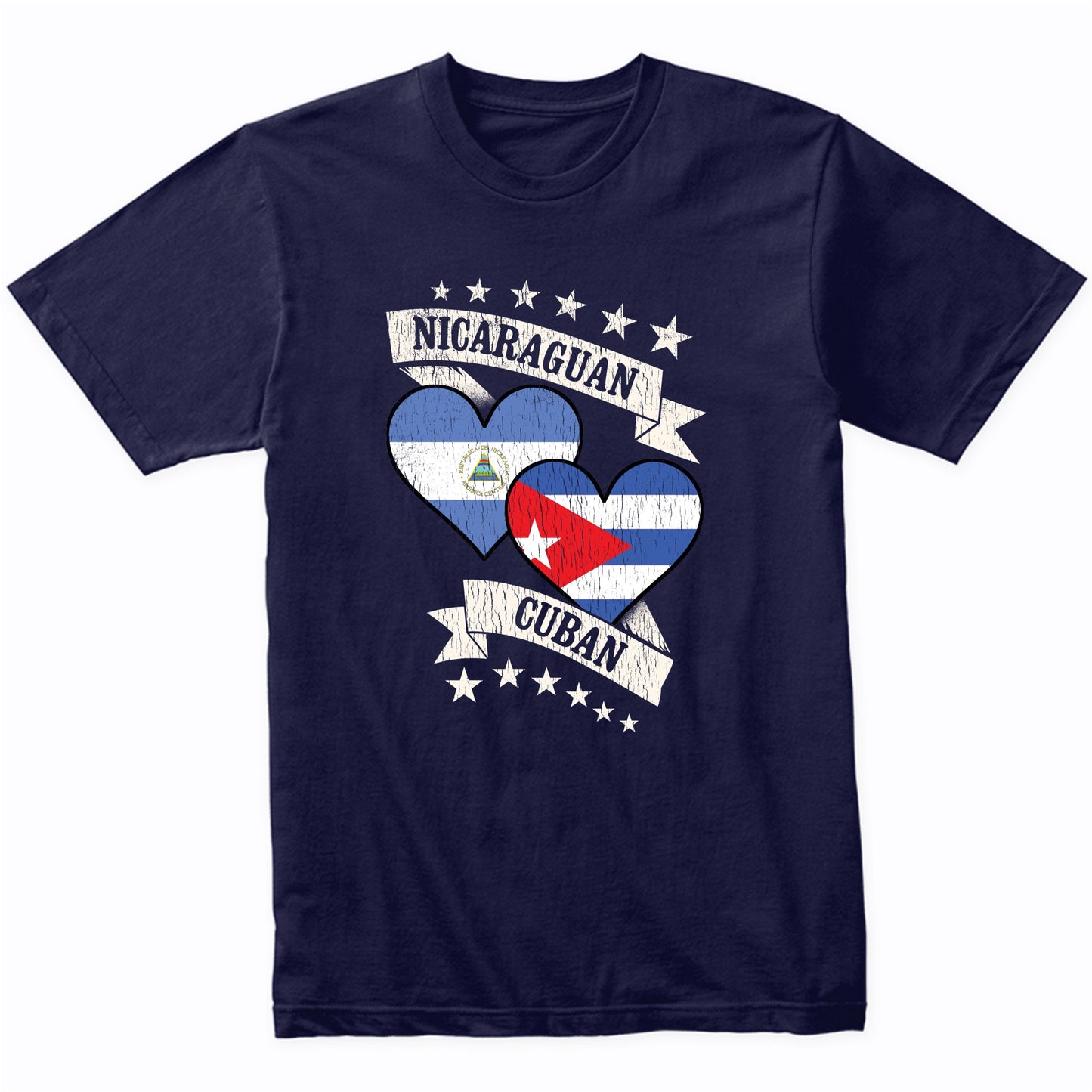 Nicaraguan Cuban Heart Flags Nicaragua Cuba T-Shirt