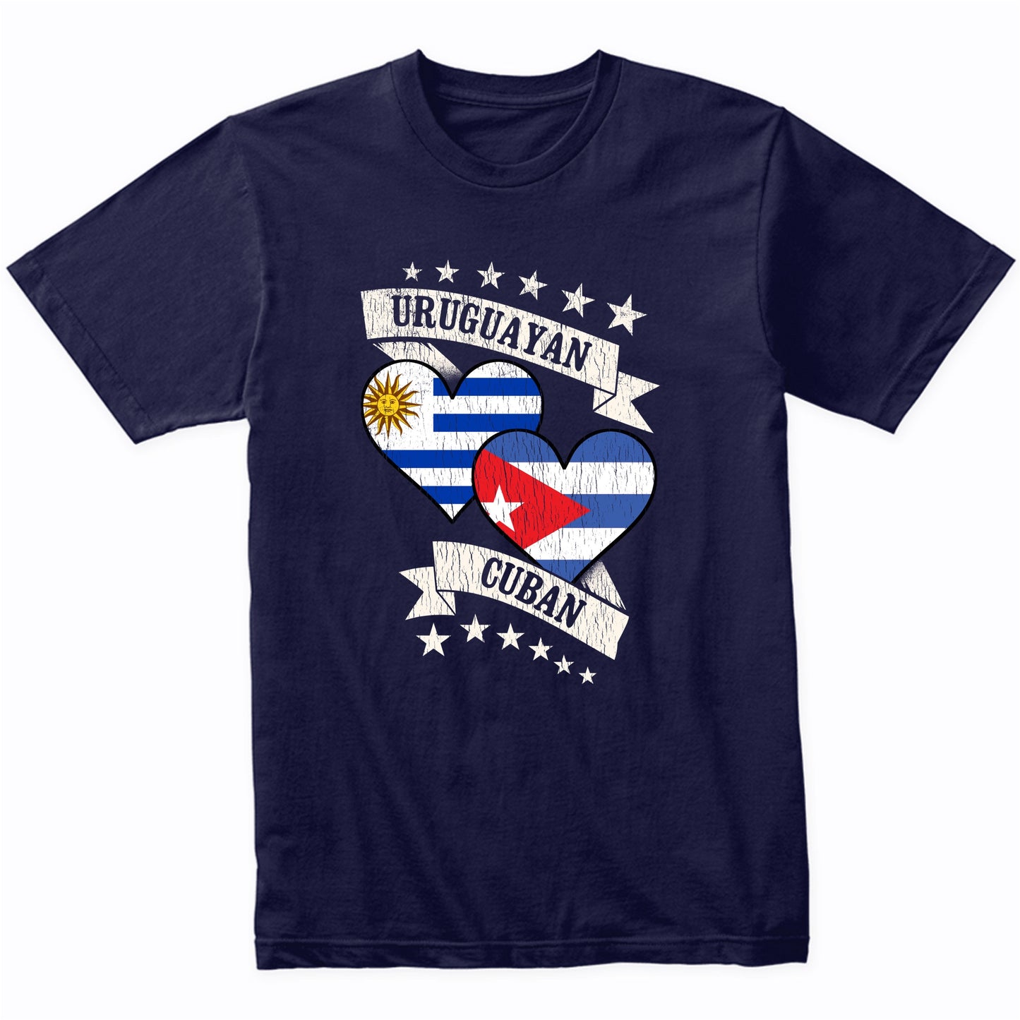 Uruguayan Cuban Heart Flags Uruguay Cuba T-Shirt