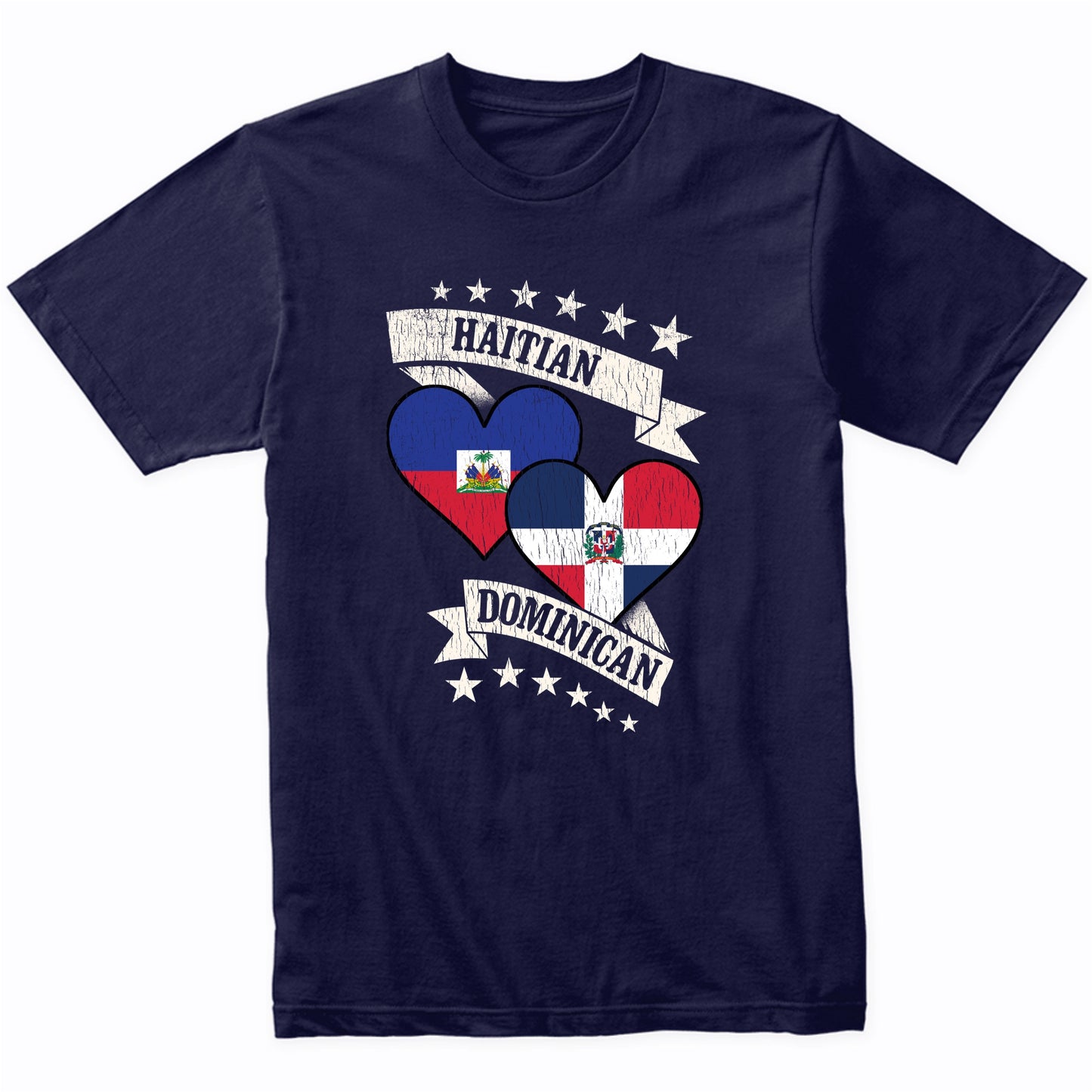 Haitian Dominican Heart Flags Haiti Dominican Republic T-Shirt