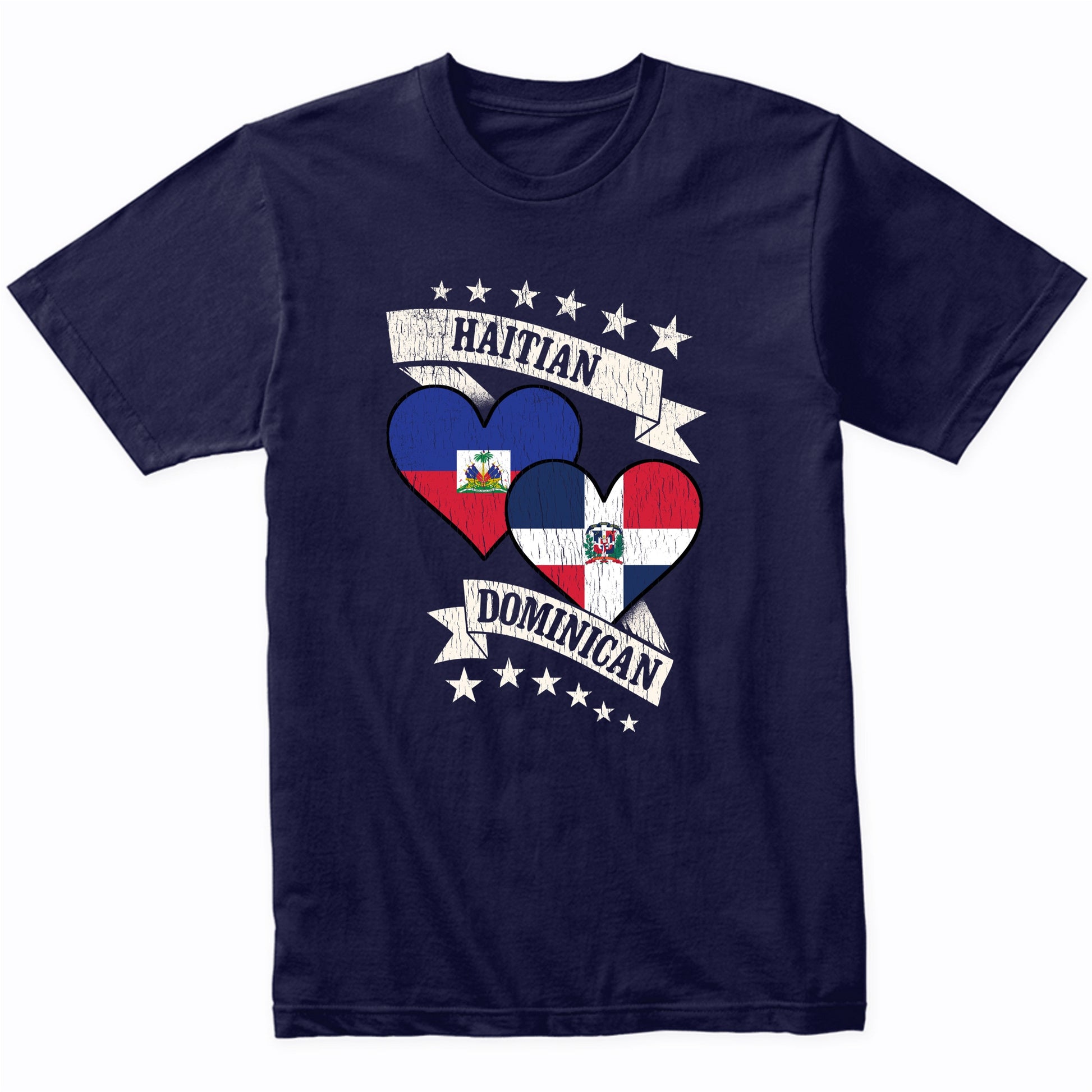 Haitian Dominican Heart Flags Haiti Dominican Republic T-Shirt
