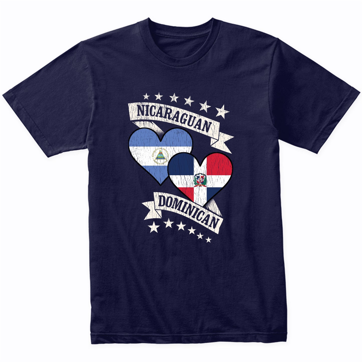 Nicaraguan Dominican Heart Flags Nicaragua Dominican Republic T-Shirt