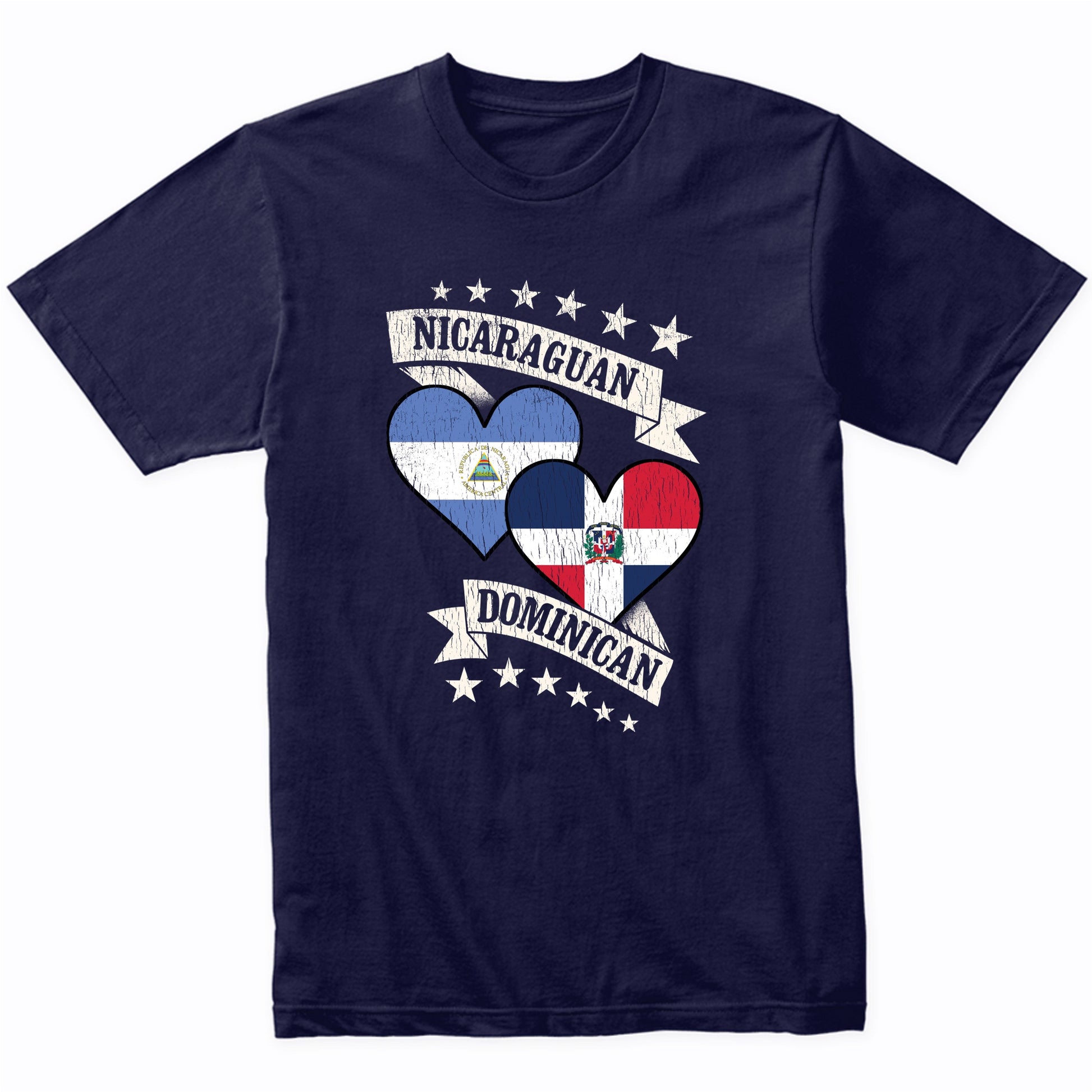 Nicaraguan Dominican Heart Flags Nicaragua Dominican Republic T-Shirt