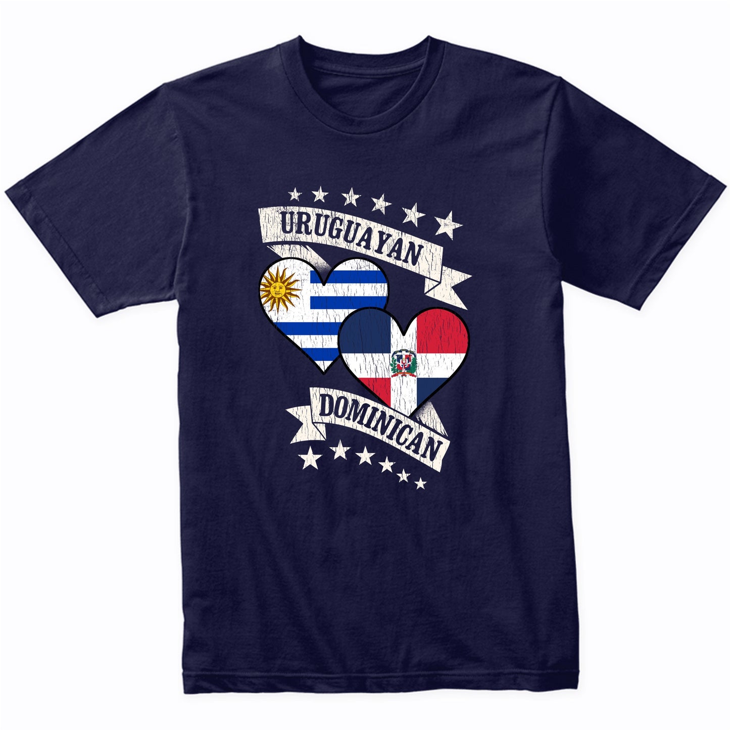 Uruguayan Dominican Heart Flags Uruguay Dominican Republic T-Shirt