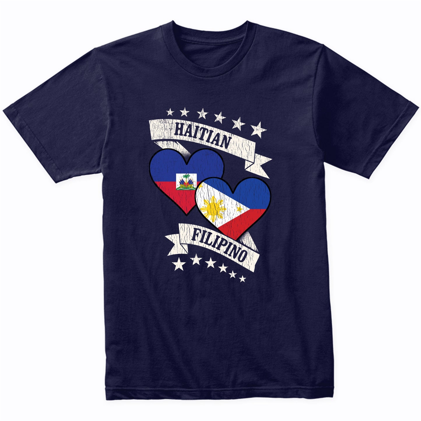Haitian Filipino Heart Flags Haiti Philippines T-Shirt