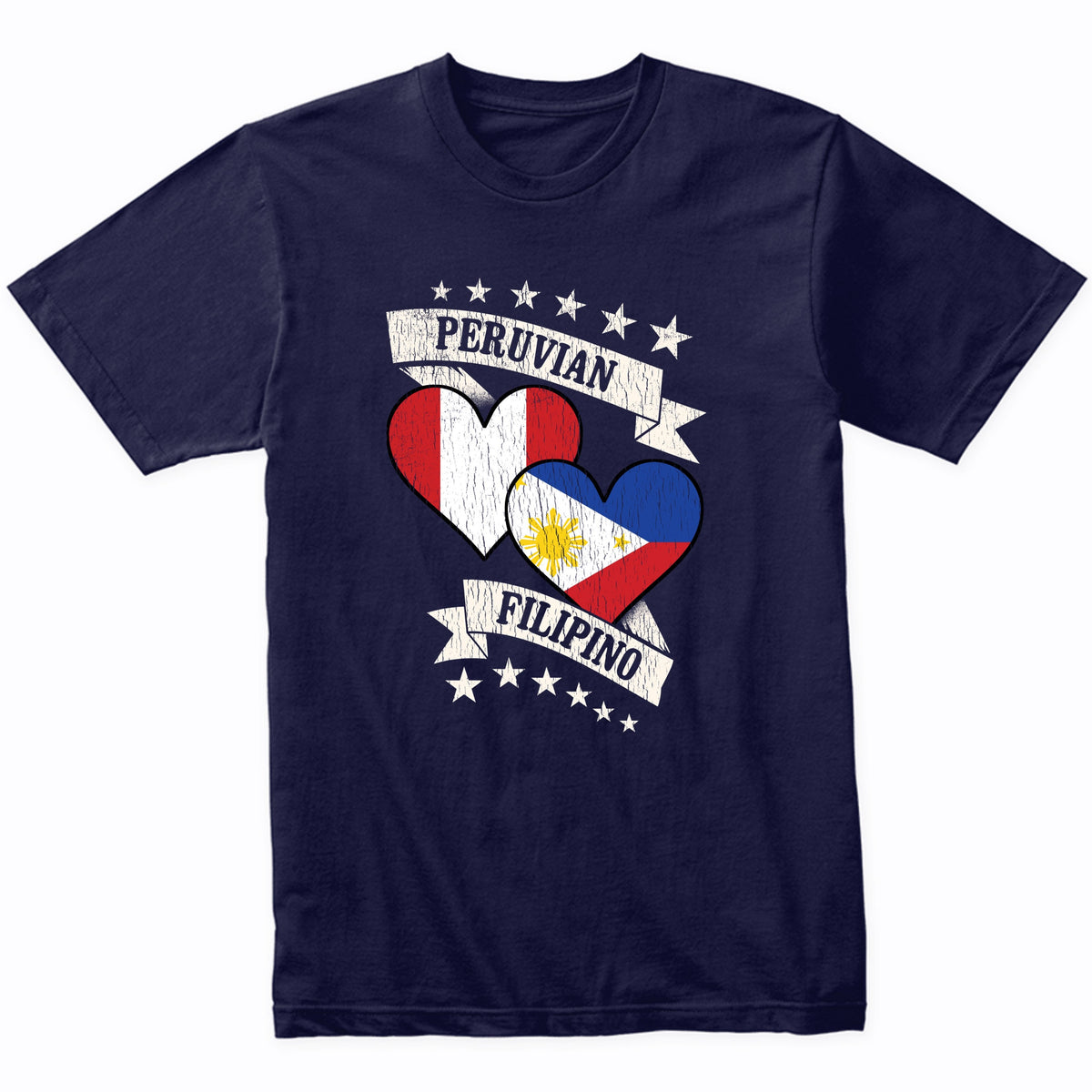 Peruvian Filipino Heart Flags Peru Philippines T-Shirt