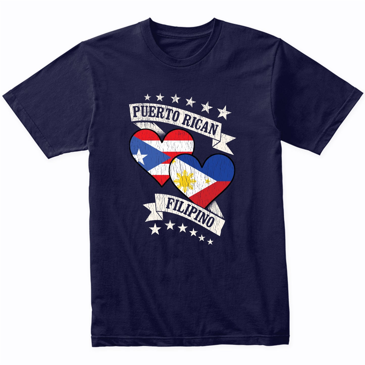 Puerto Rican Filipino Heart Flags Puerto Rico Philippines T-Shirt
