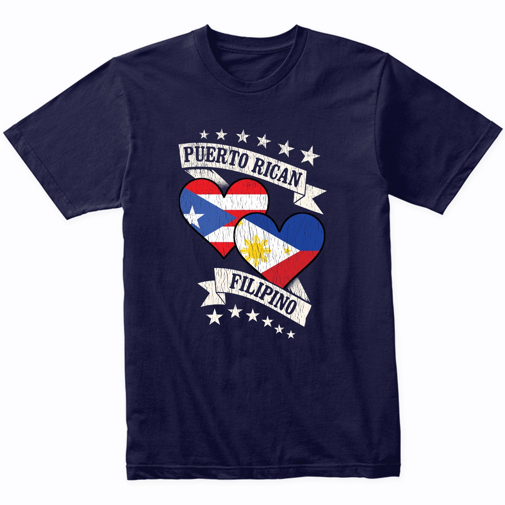 Puerto Rican Filipino Heart Flags Puerto Rico Philippines T-Shirt