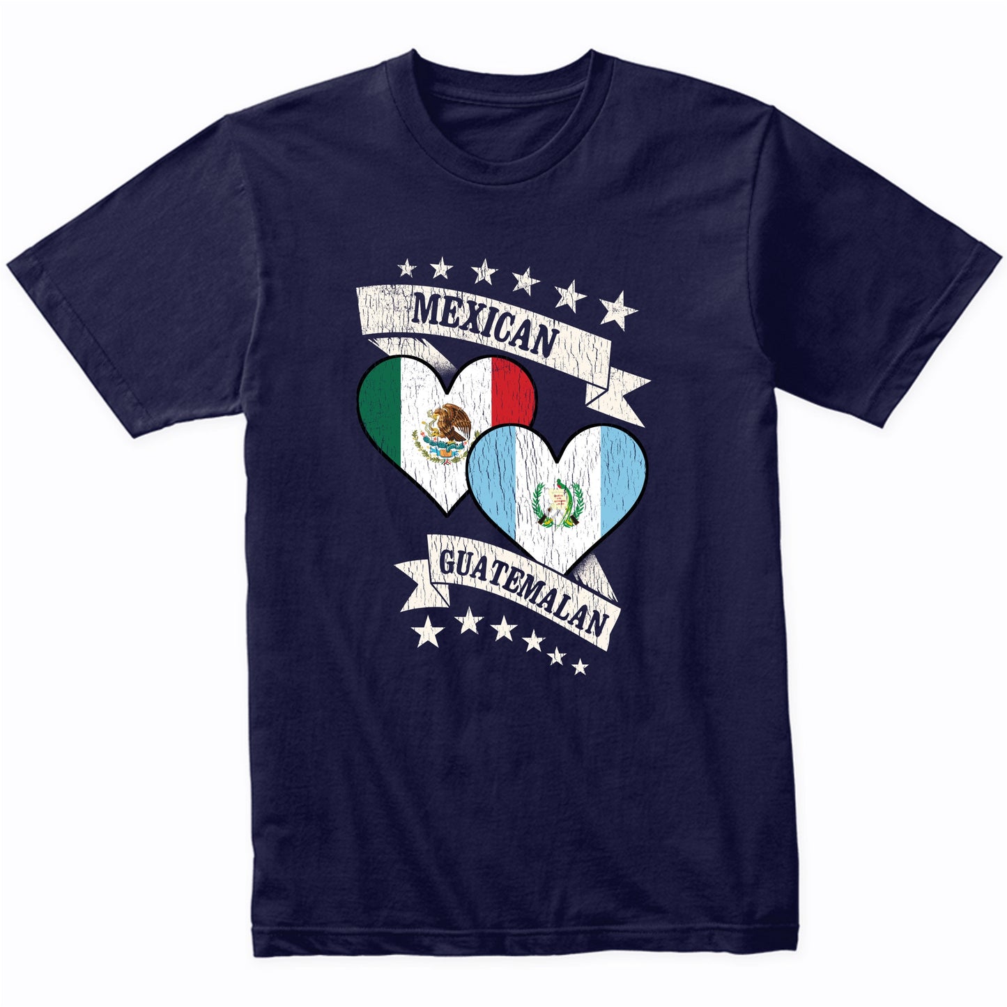 Mexican Guatemalan Heart Flags Mexico Guatemala T-Shirt