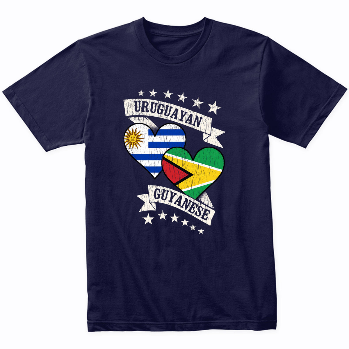 Uruguayan Guyanese Heart Flags Uruguay Guyana T-Shirt