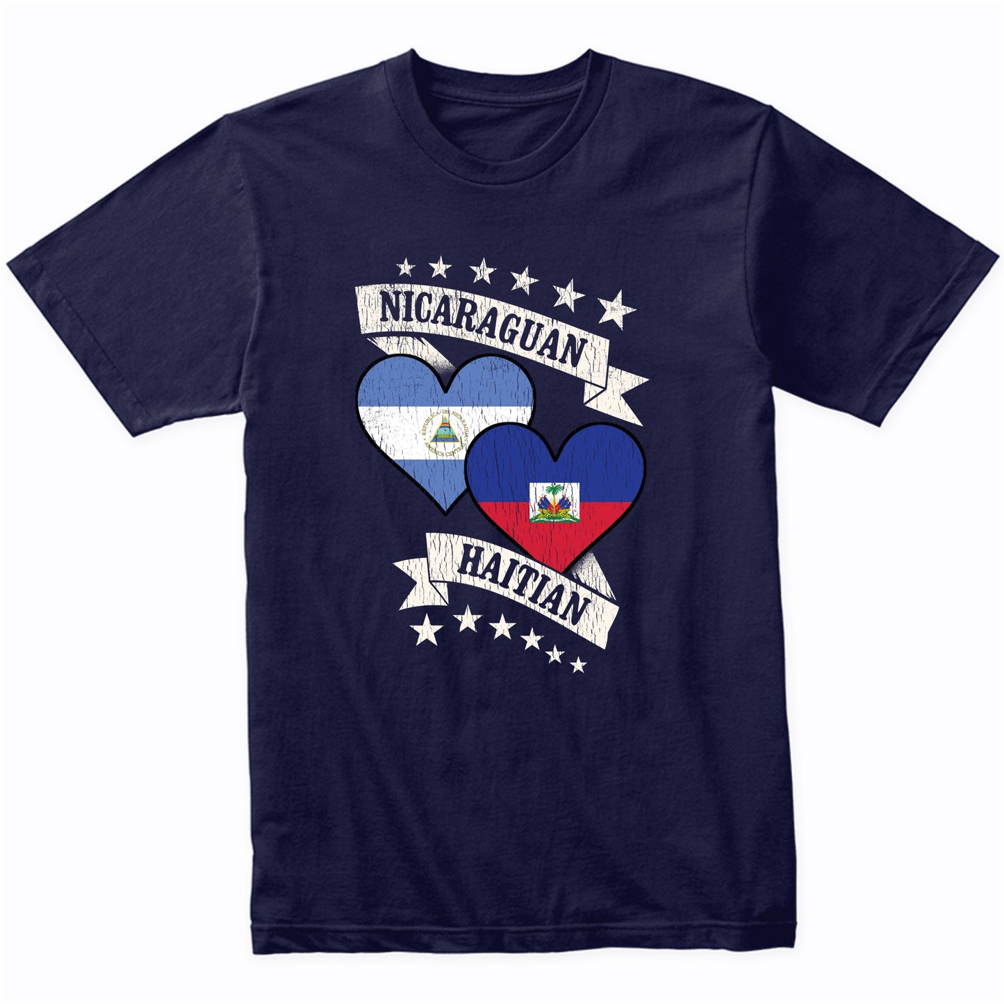 Nicaraguan Haitian Heart Flags Nicaragua Haiti T-Shirt