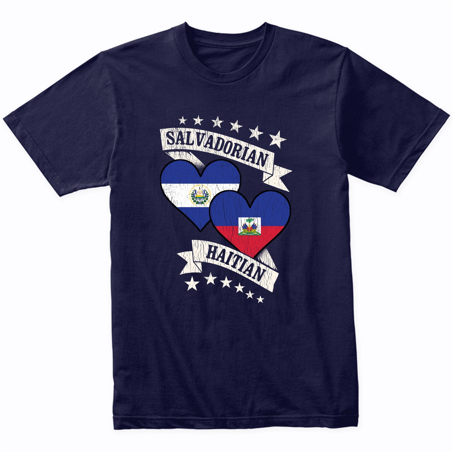 Salvadorian Haitian Heart Flags El Salvador Haiti T-Shirt