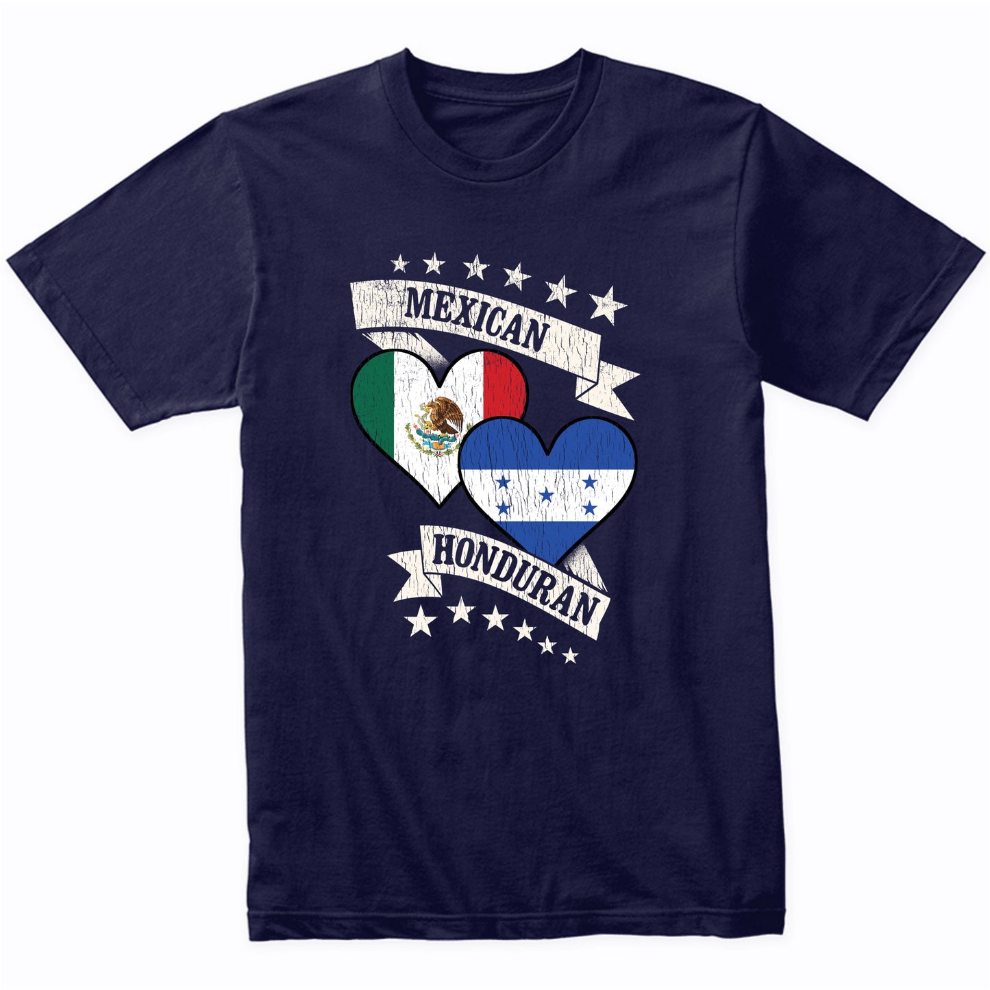 Mexican Honduran Heart Flags Mexico Honduras T-Shirt