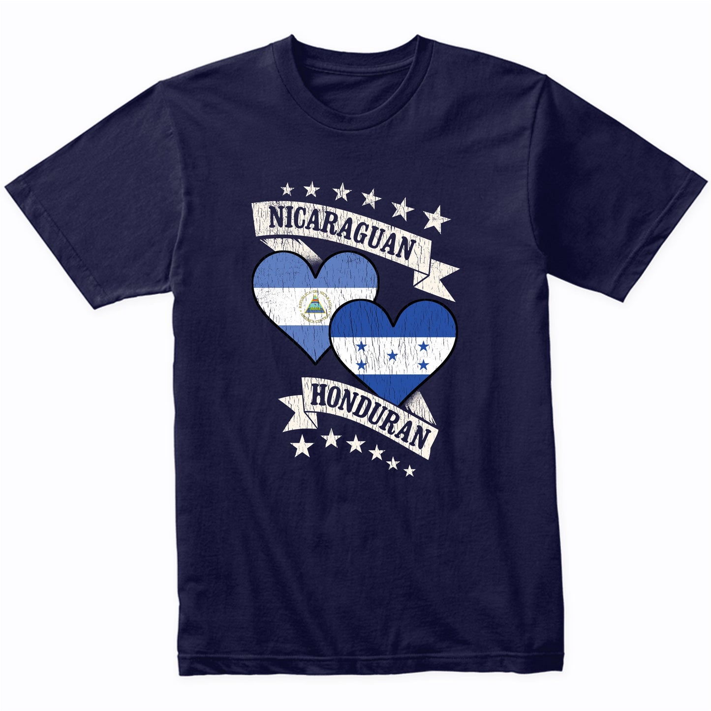 Nicaraguan Honduran Heart Flags Nicaragua Honduras T-Shirt