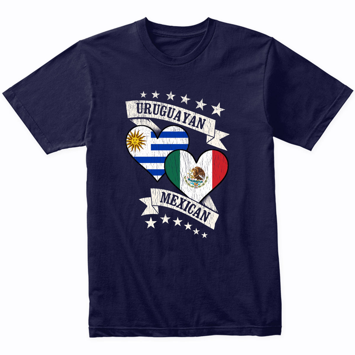 Uruguayan Mexican Heart Flags Uruguay Mexico T-Shirt