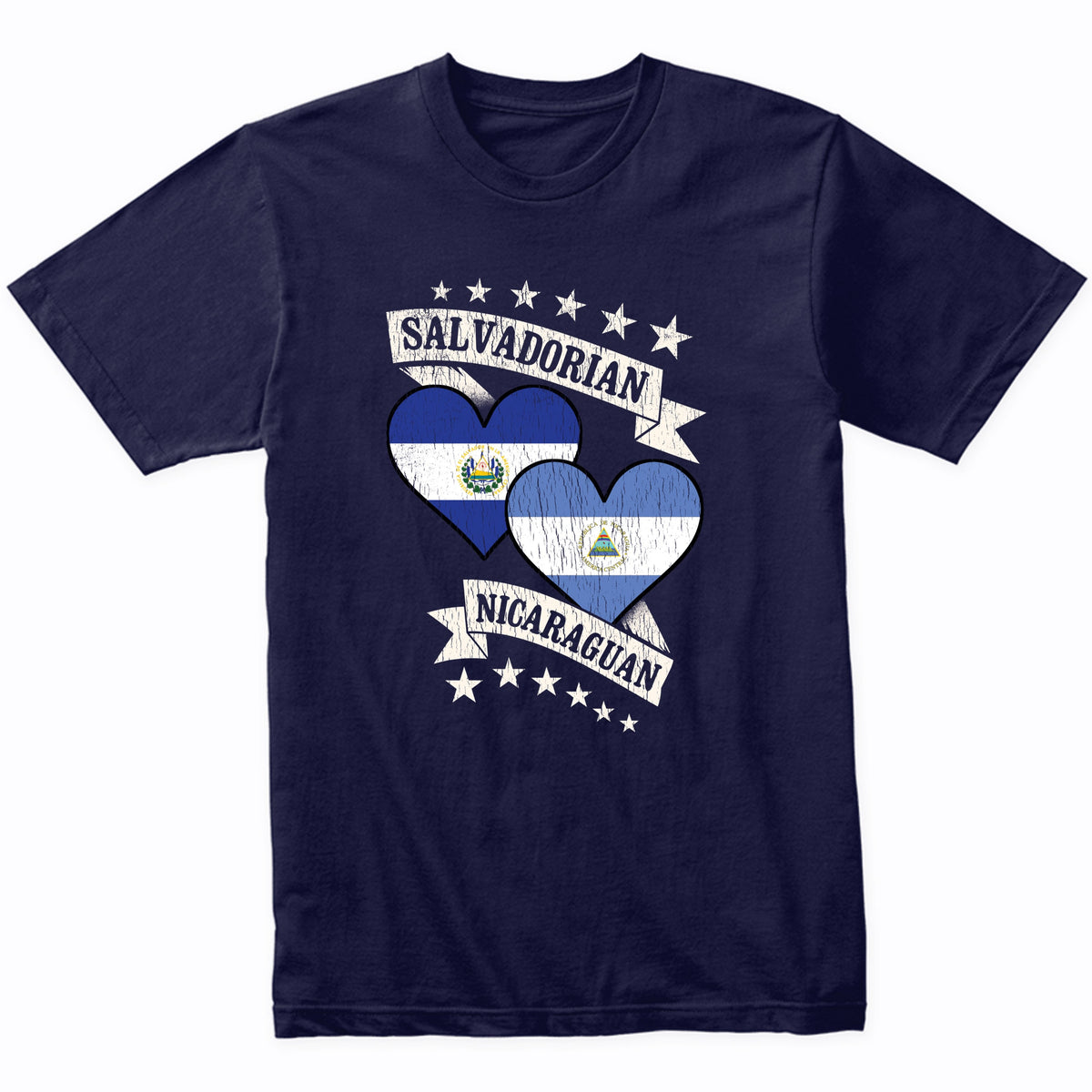 Salvadorian Nicaraguan Heart Flags El Salvador Nicaragua T-Shirt