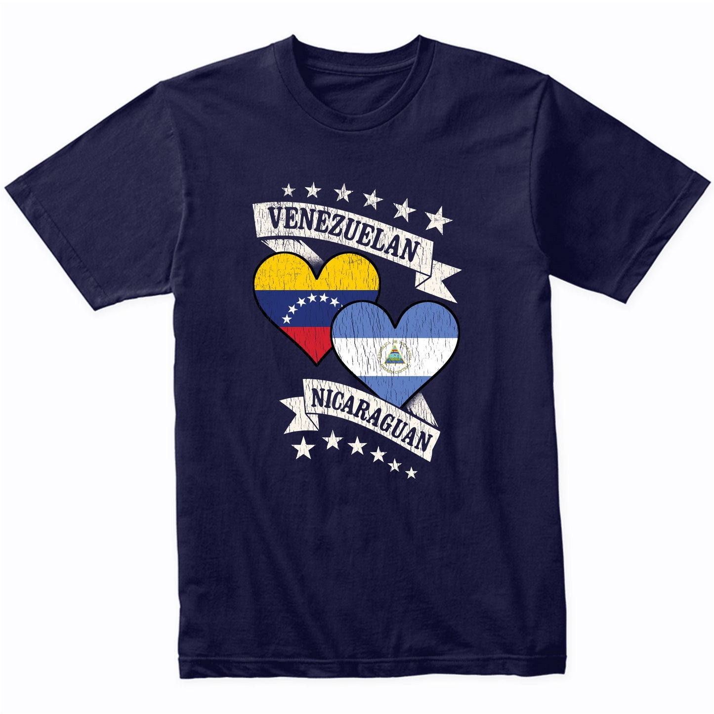 Venezuelan Nicaraguan Heart Flags Venezuela Nicaragua T-Shirt