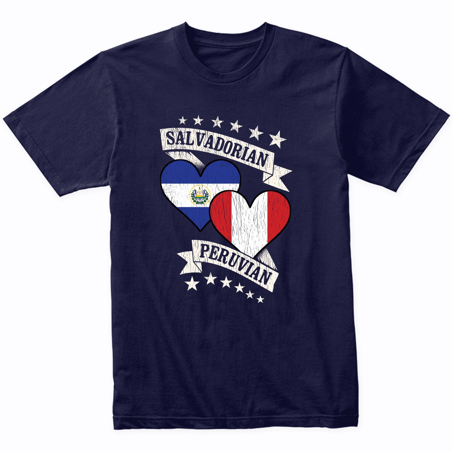 Salvadorian Peruvian Heart Flags El Salvador Peru T-Shirt