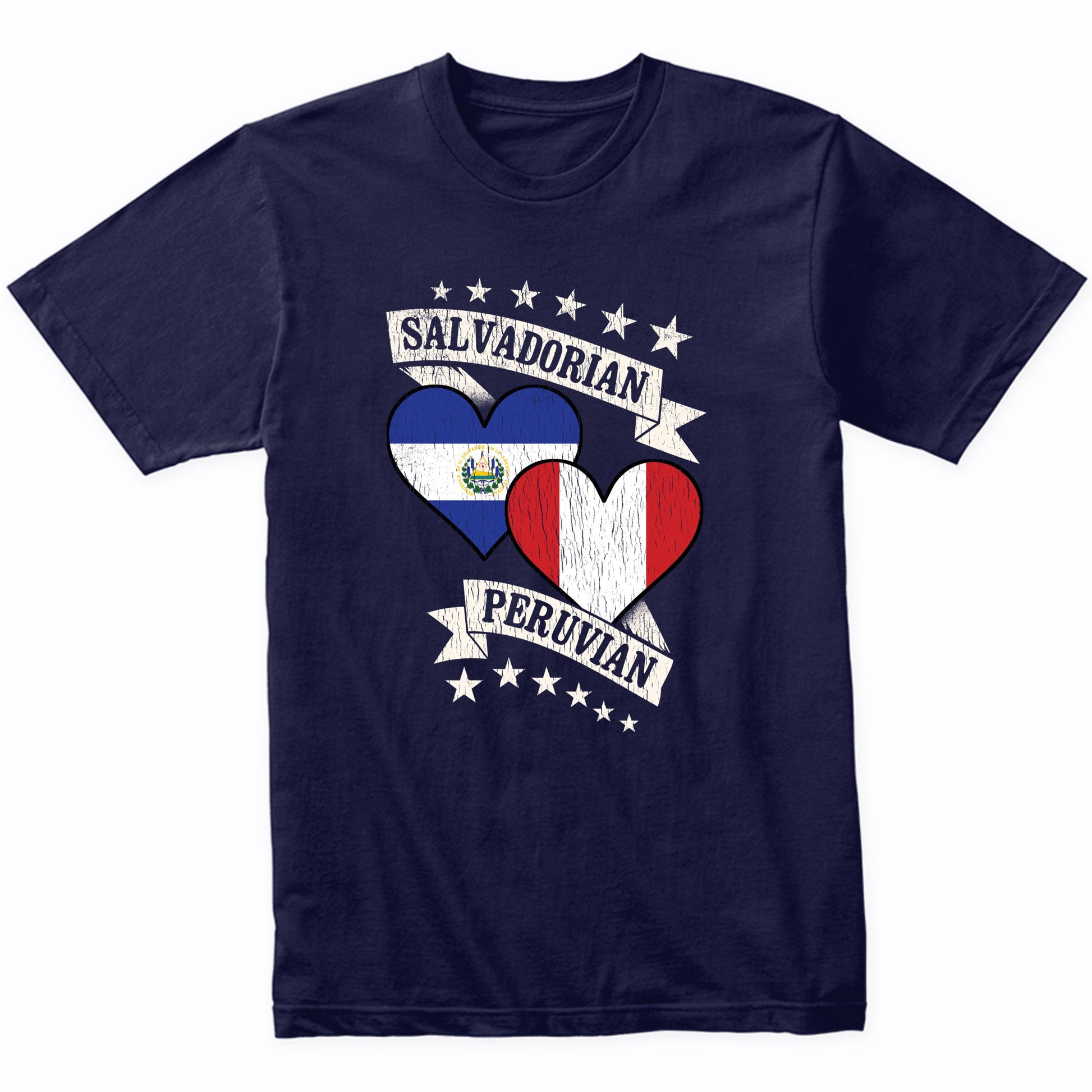 Salvadorian Peruvian Heart Flags El Salvador Peru T-Shirt