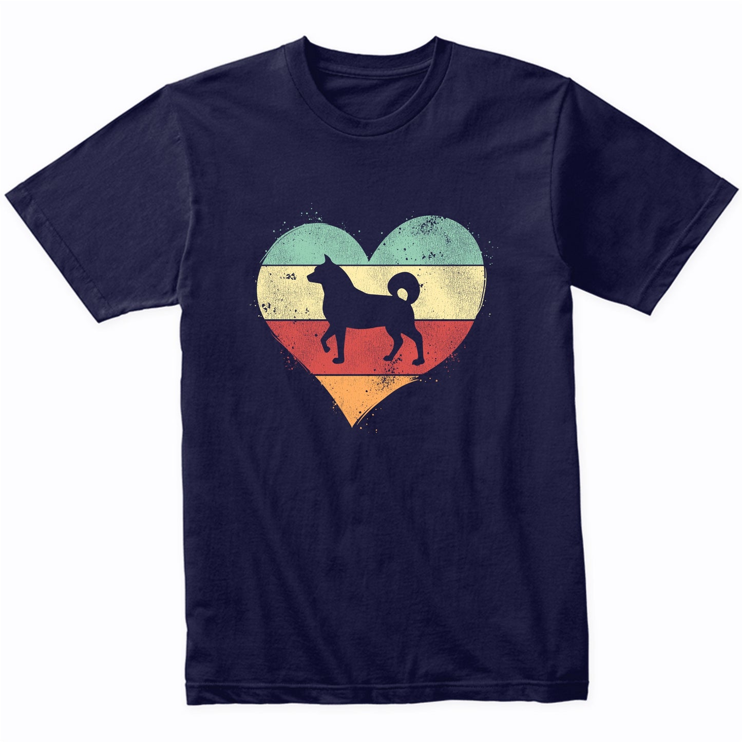 Retro Heart Akita Inu Dog Breed Silhouette Dog Owner Love T-Shirt