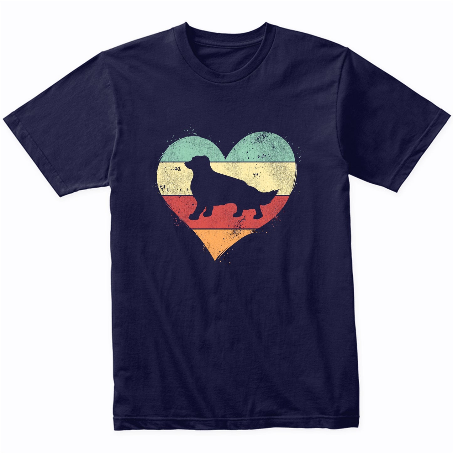 Retro Heart Border Collie Dog Breed Silhouette Dog Owner Love T-Shirt