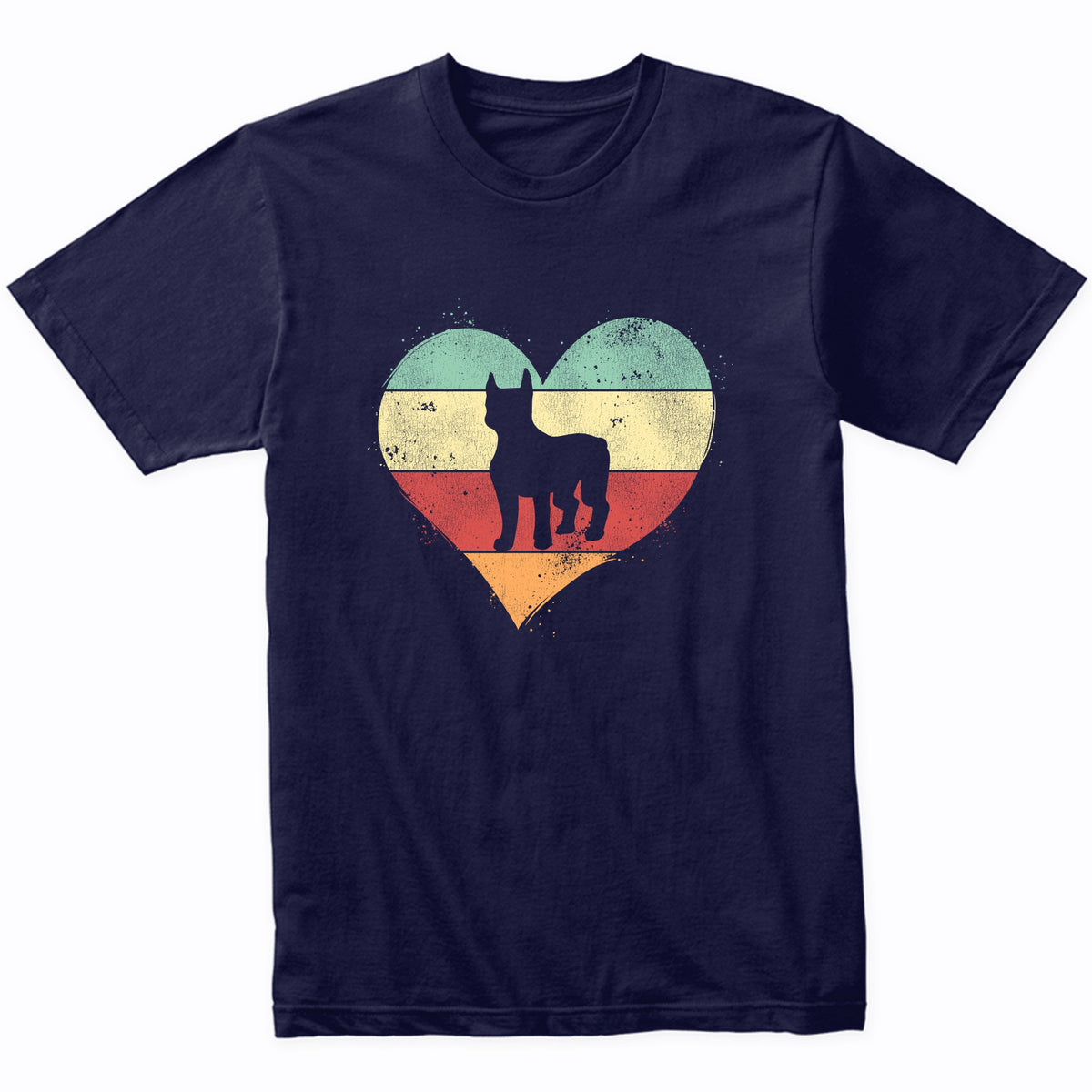 Retro Heart Boston Terrier Dog Breed Silhouette Dog Owner Love T-Shirt