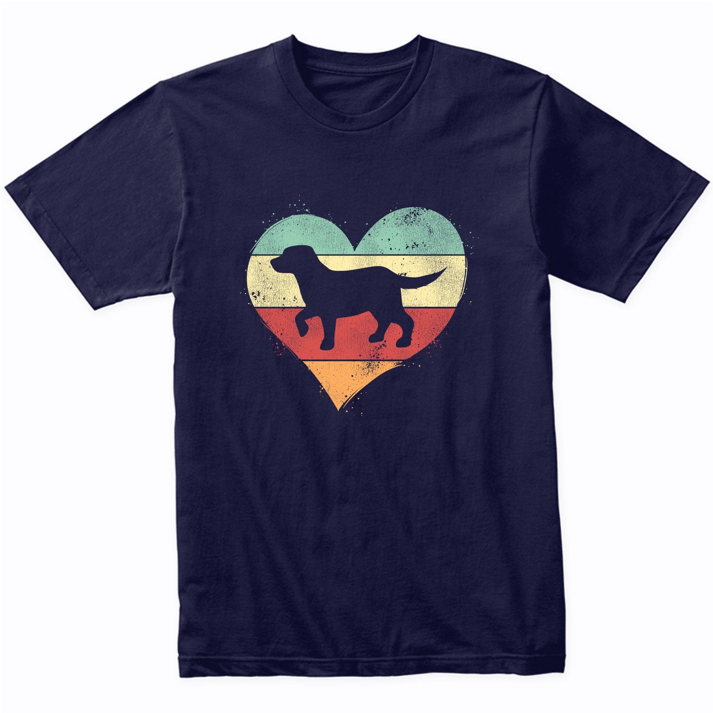 Retro Heart Labrador Retriever Dog Breed Silhouette Dog Owner Love T-Shirt
