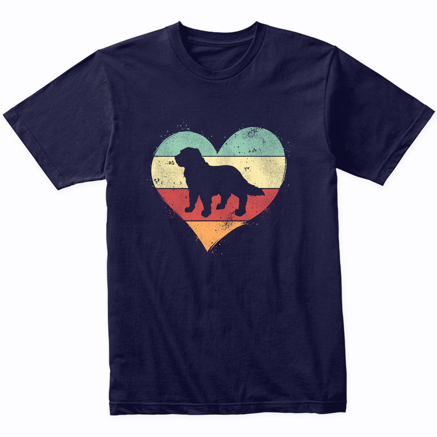 Retro Heart Newfoundland Dog Breed Silhouette Dog Owner Love T-Shirt