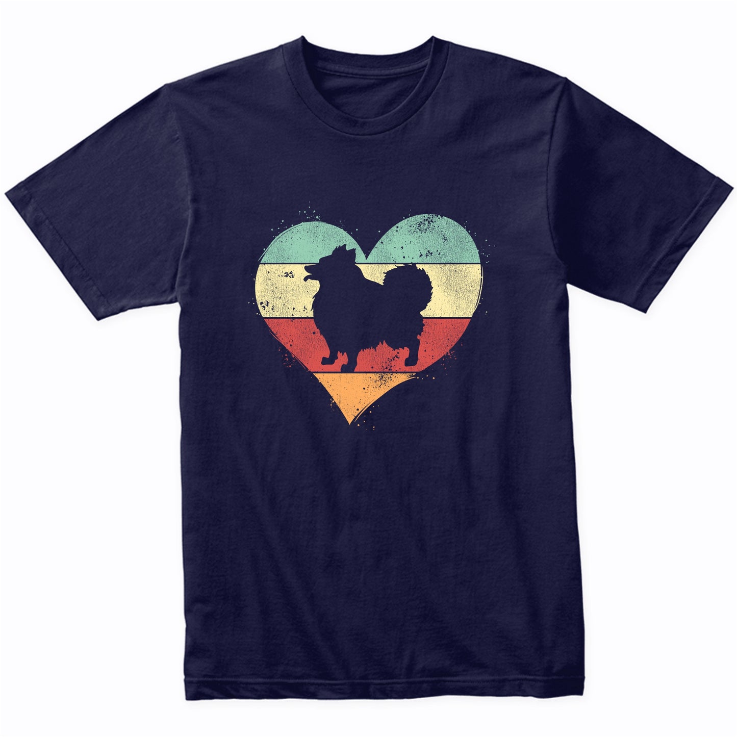 Retro Heart Pomeranian Dog Breed Silhouette Dog Owner Love T-Shirt