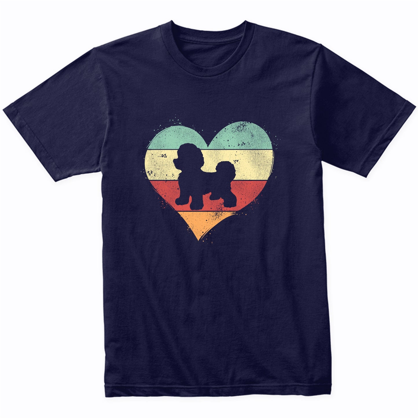 Retro Heart Bichon Frise Dog Breed Silhouette Dog Owner Love T-Shirt