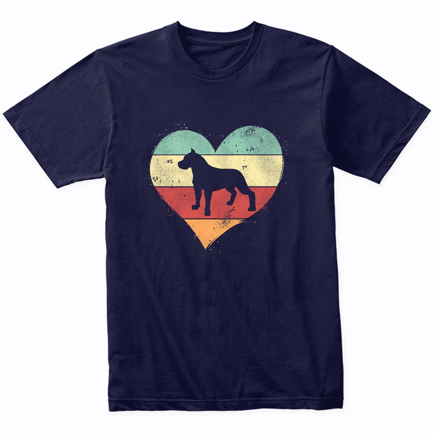 Retro Heart Cane Corso Dog Breed Silhouette Dog Owner Love T-Shirt