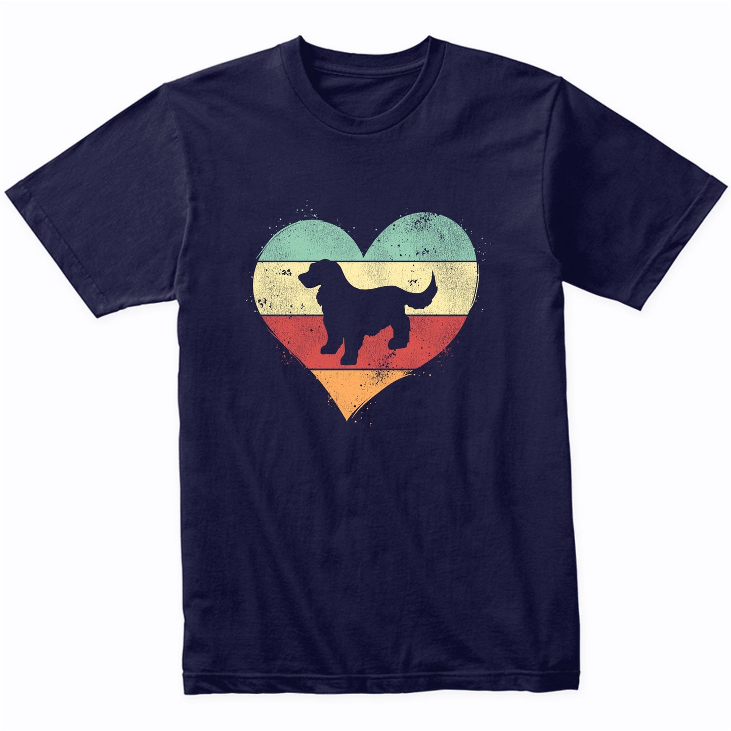 Retro Heart Cocker Spaniel Dog Breed Silhouette Dog Owner Love T-Shirt