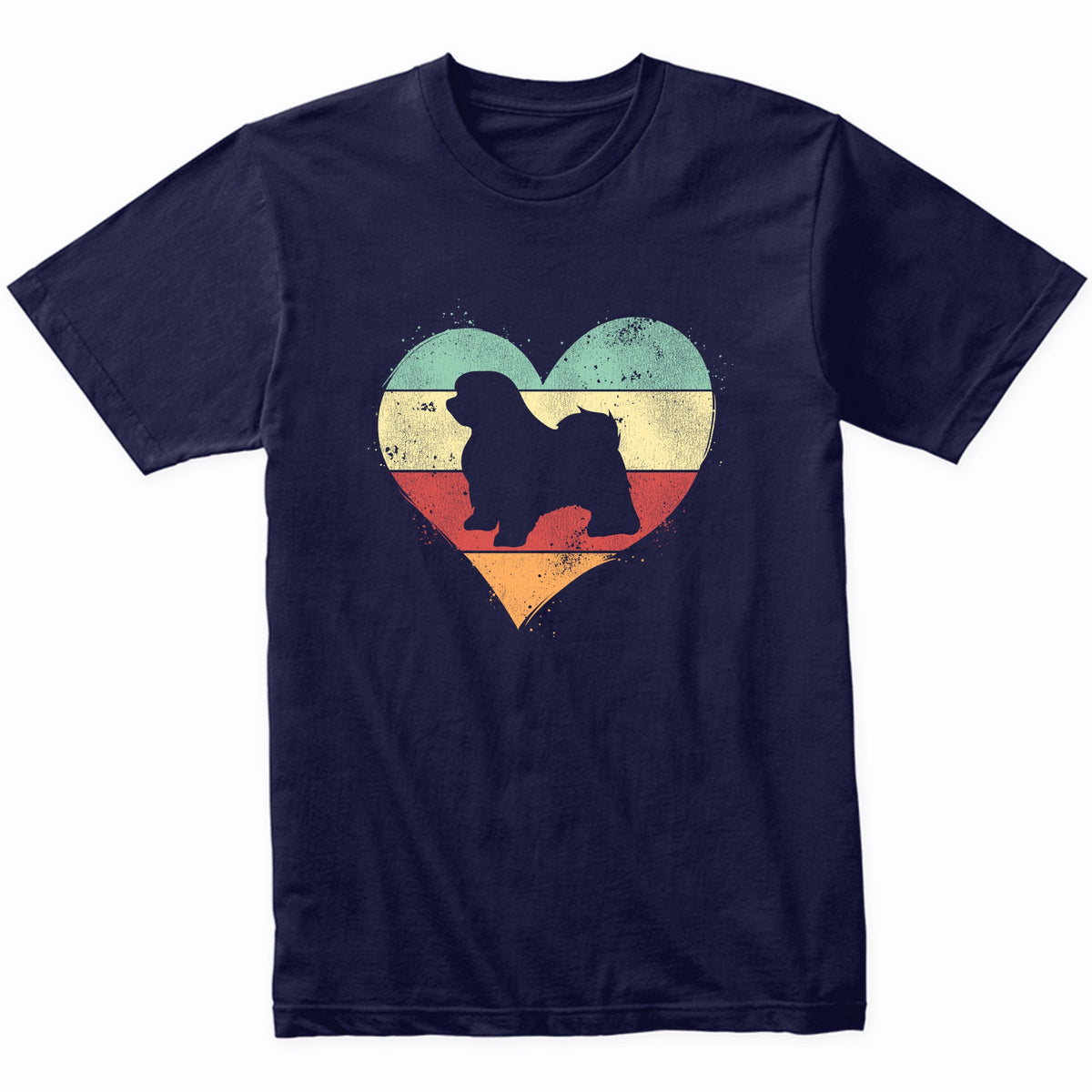 Retro Heart Maltese Dog Breed Silhouette Dog Owner Love T-Shirt