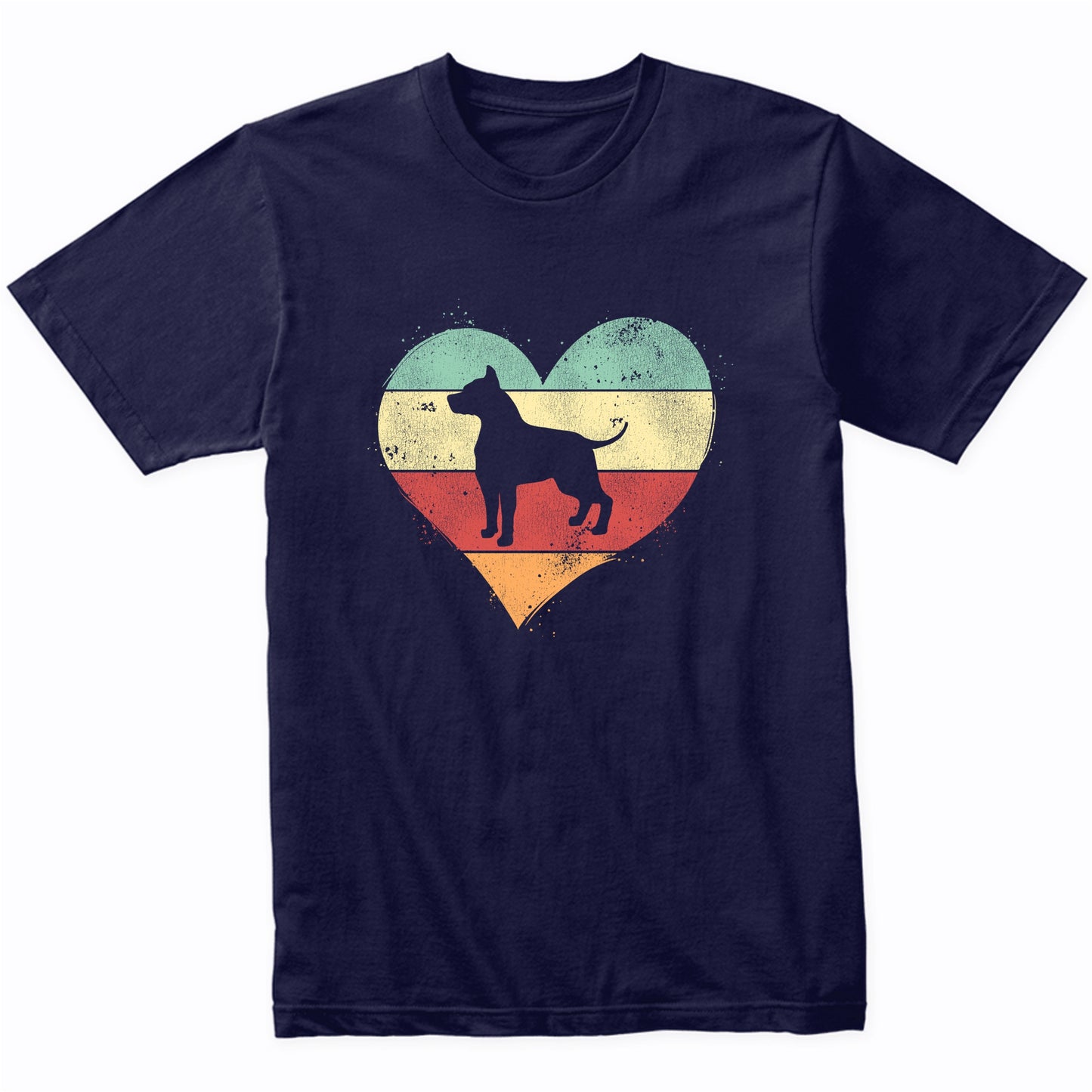 Retro Heart AmStaff Dog Breed Silhouette Dog Owner Love T-Shirt