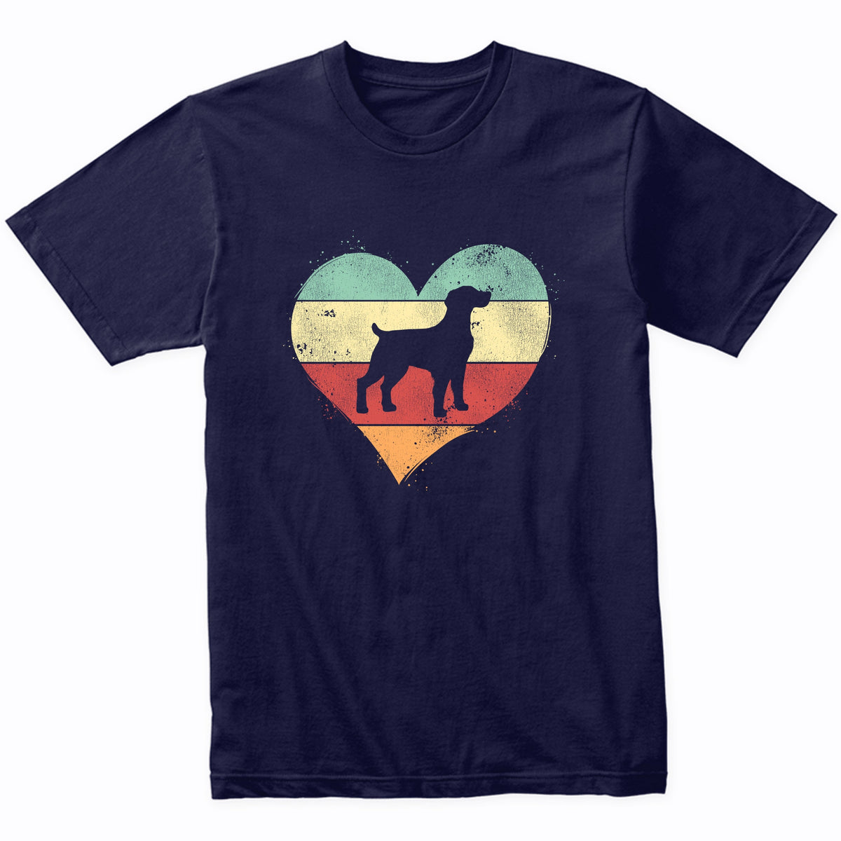 Retro Heart Brittany Spaniel Dog Breed Silhouette Dog Owner Love T-Shirt